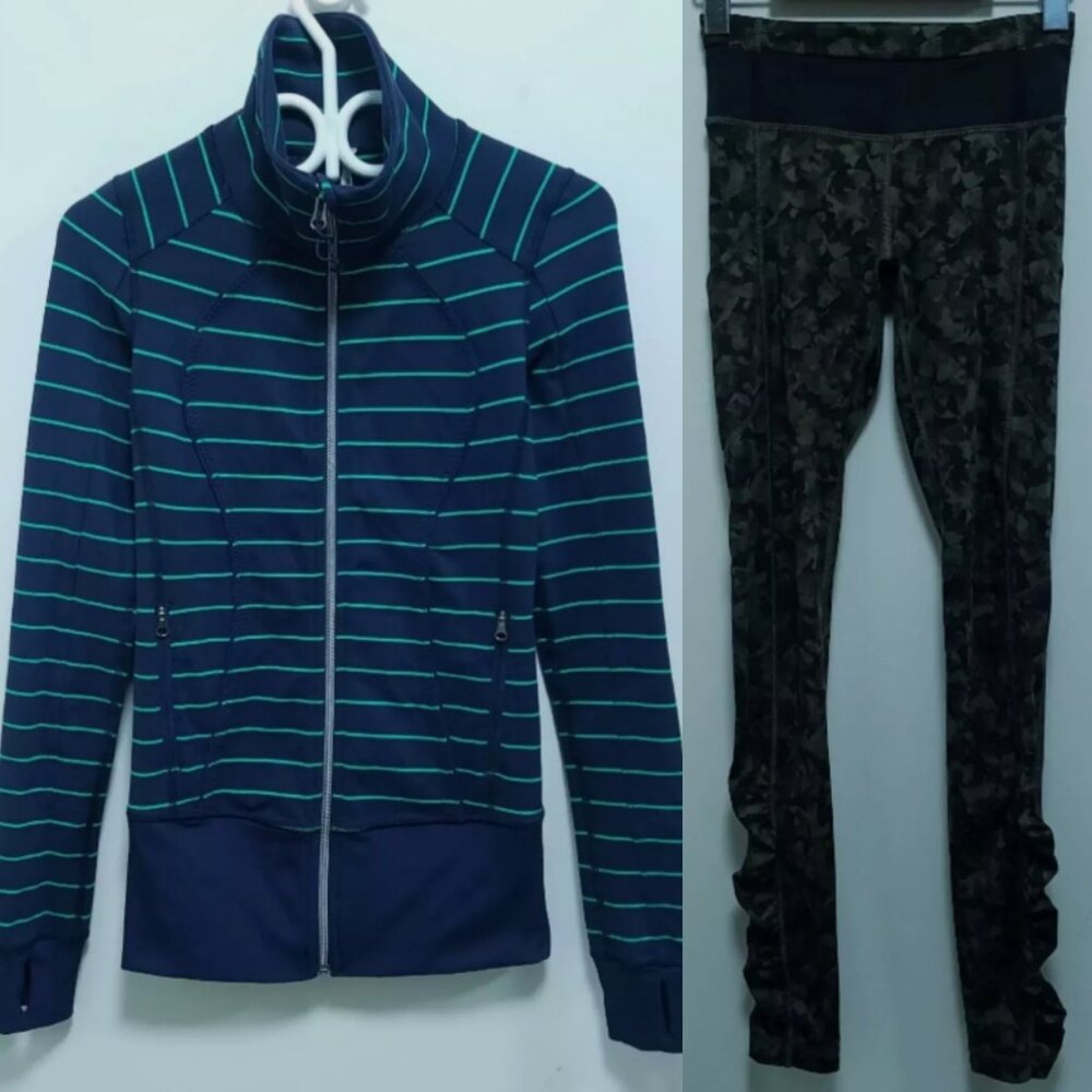 2 Lululemon Leggings Nice Asana Jacket Speed Tight Luxtreme Size 2 XXS Bundle